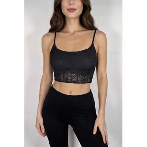 NWT Halara Lace Sports Bra Black Cropped Size Large